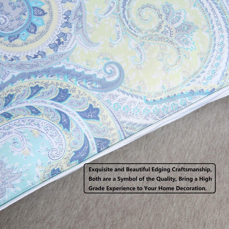 YOUSA YOU SA Pillow Cases Set 100% Cotton Blue Paisley Design Pillowcases Set of 2 Pillow Covers(Standard,Color-2) - Image 3